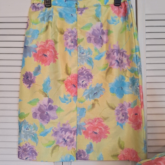 Leslie Fay vintage 1980's tropical floral skirt set suit sz 12P *D5 - Picture 9 of 9
